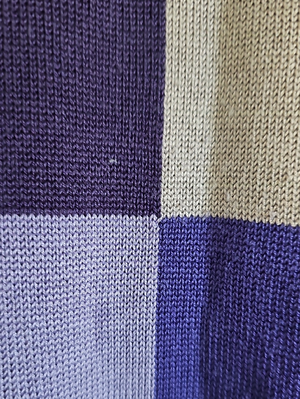 Emanuel Ungaro Men's V-Neck Checkerboard Sweater - Dark Purple & Light Lavender - Picture 7 of 10